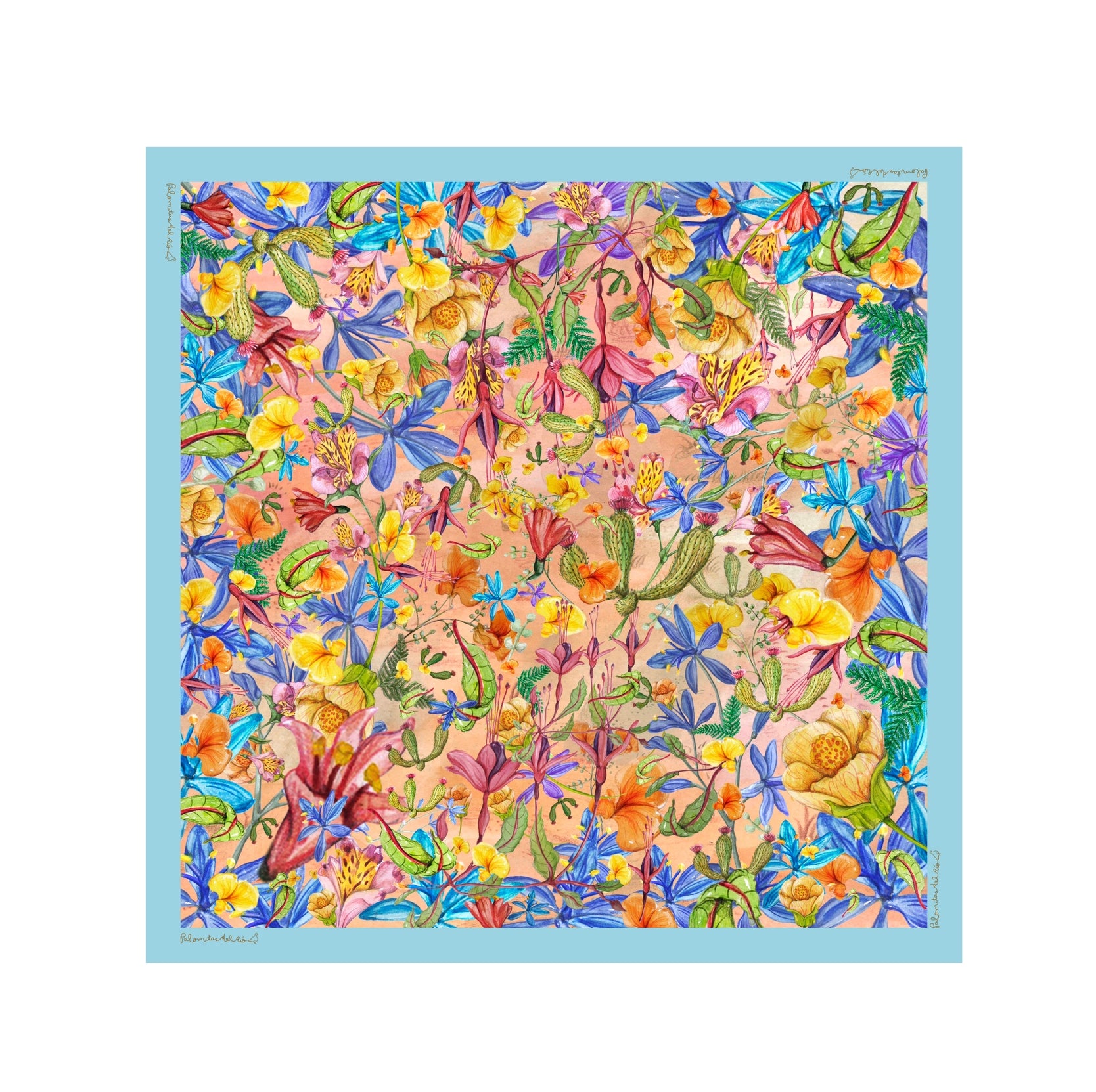 Pañuelo Flores chilenas 70x70 cm