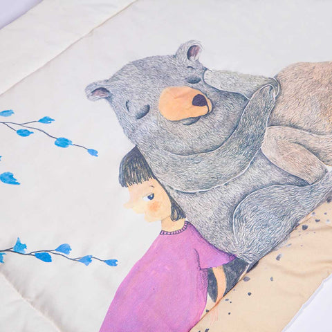 Colcha cuna pack&play Niña y osos