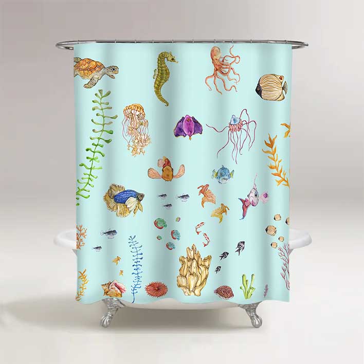 cortina de baño peces