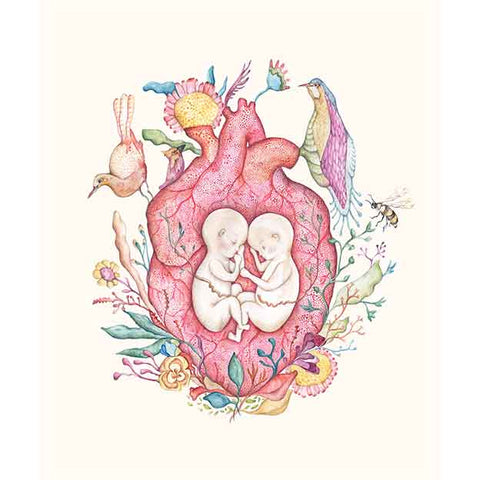 Lámina en papel Bellas Artes "Gemelos 1 corazón"
