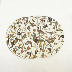 Pack de 6 individuales redondos aves-flores